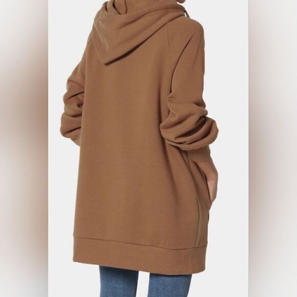 NEW! FABULOUS SUPER CHIC SIDE TIE HOODED LONGLINE SWEATSHIRT DRESS - Picture 7 of 8